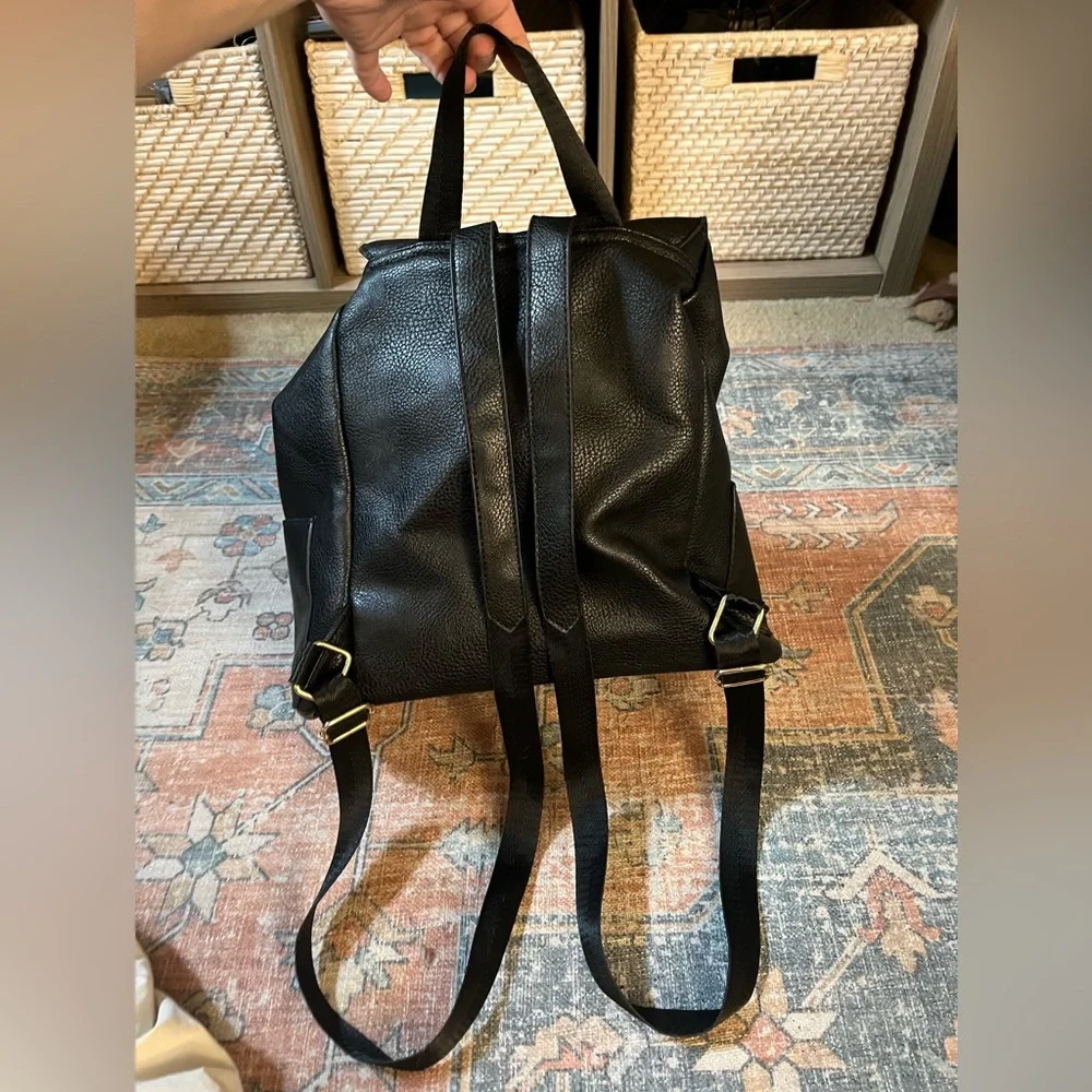 Black Leather Backpack